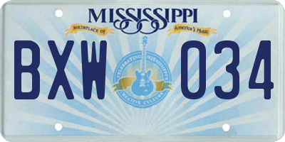 MS license plate BXW034