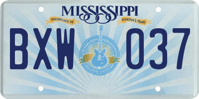 MS license plate BXW037