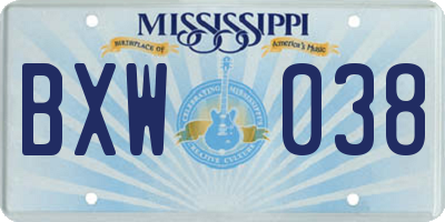 MS license plate BXW038