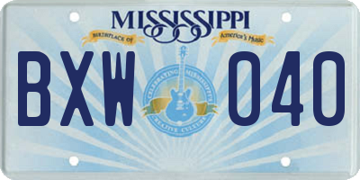 MS license plate BXW040