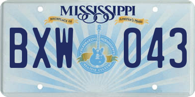 MS license plate BXW043