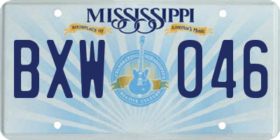 MS license plate BXW046