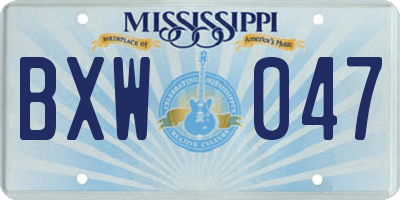 MS license plate BXW047