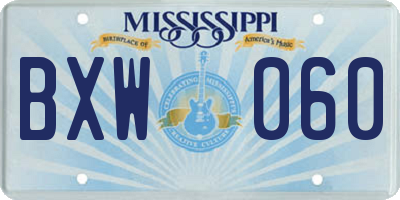 MS license plate BXW060