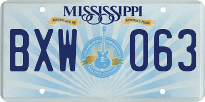 MS license plate BXW063