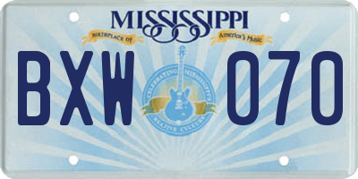 MS license plate BXW070