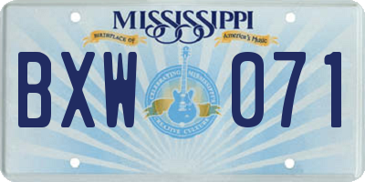 MS license plate BXW071