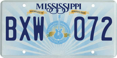 MS license plate BXW072