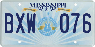 MS license plate BXW076