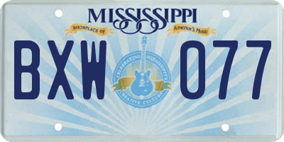 MS license plate BXW077