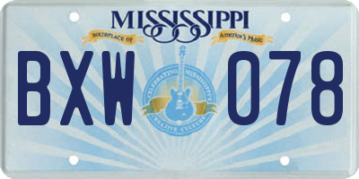 MS license plate BXW078