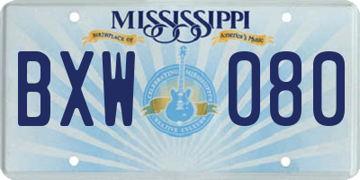 MS license plate BXW080
