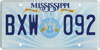 MS license plate BXW092