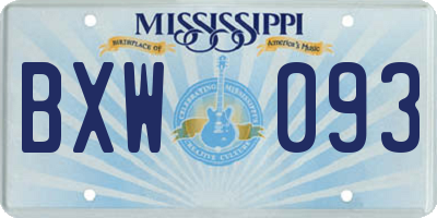 MS license plate BXW093
