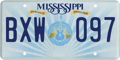 MS license plate BXW097