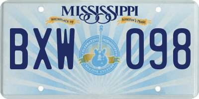 MS license plate BXW098