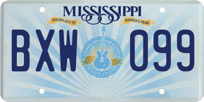 MS license plate BXW099