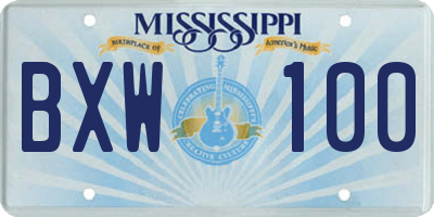 MS license plate BXW100