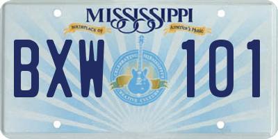 MS license plate BXW101