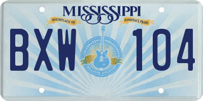 MS license plate BXW104