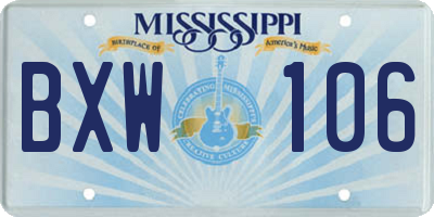 MS license plate BXW106