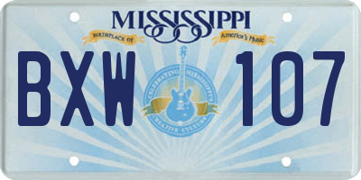 MS license plate BXW107
