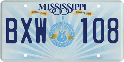 MS license plate BXW108