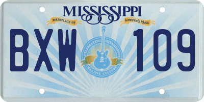 MS license plate BXW109