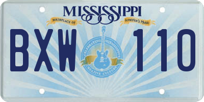 MS license plate BXW110