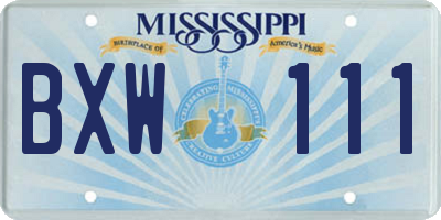 MS license plate BXW111