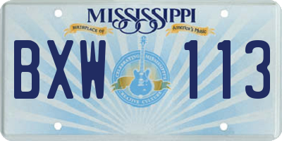 MS license plate BXW113