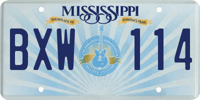 MS license plate BXW114