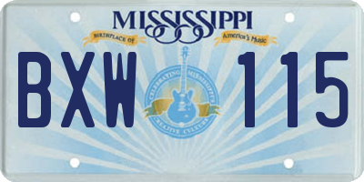 MS license plate BXW115