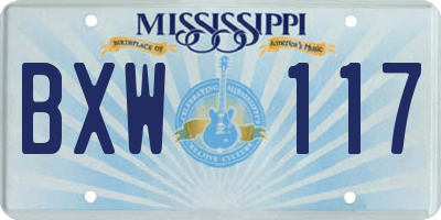 MS license plate BXW117