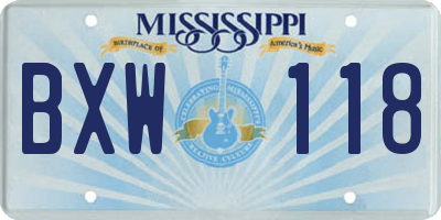 MS license plate BXW118