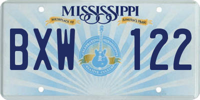 MS license plate BXW122