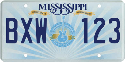 MS license plate BXW123