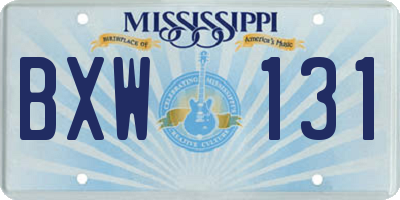 MS license plate BXW131