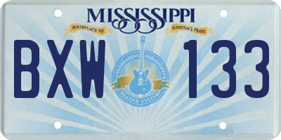 MS license plate BXW133