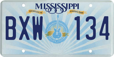 MS license plate BXW134