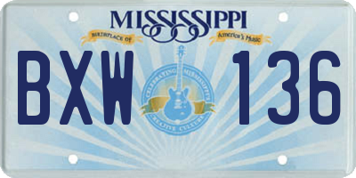 MS license plate BXW136