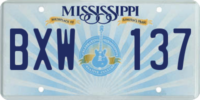 MS license plate BXW137
