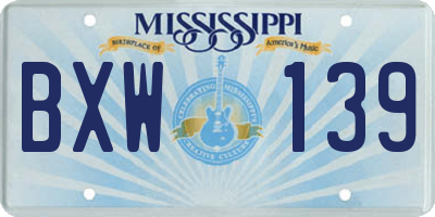 MS license plate BXW139