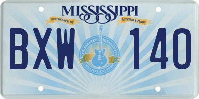 MS license plate BXW140