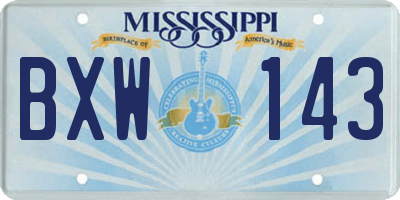 MS license plate BXW143