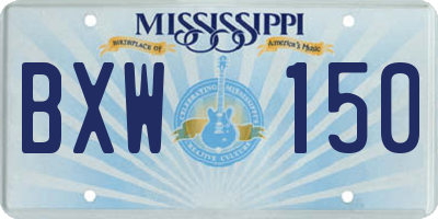 MS license plate BXW150