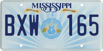 MS license plate BXW165