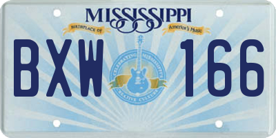 MS license plate BXW166