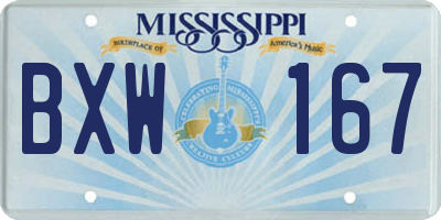 MS license plate BXW167