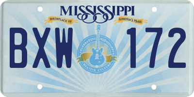 MS license plate BXW172